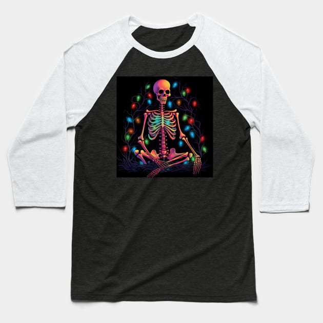 skeleton Santa Baseball T-Shirt by MZeeDesigns